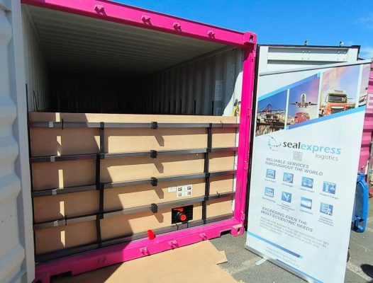 Flexitank loaded inside a shipping container, SEAL Express Logistics